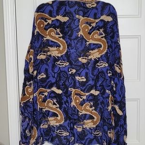 Womens S Purple Sarong w Golden Dragons & Tassels